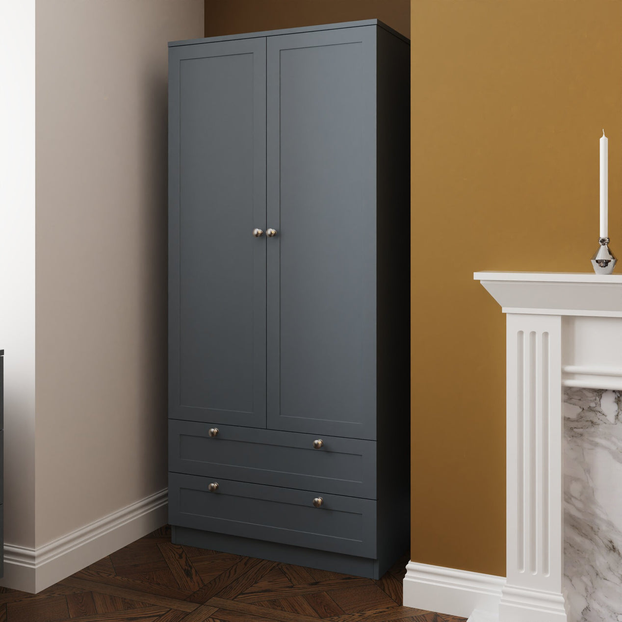 FWStyle Artus Shaker 2 Door 2 Drawer Combination Wardrobe Matt Grey
