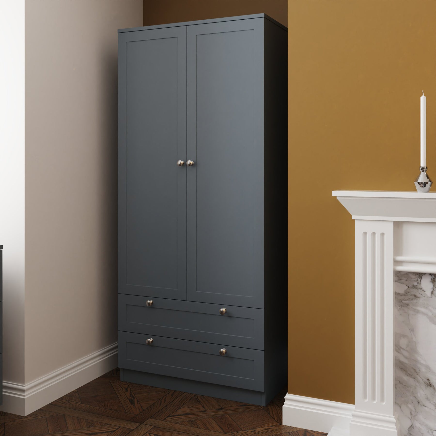 FWStyle Artus Shaker 2 Door 2 Drawer Combination Wardrobe Matt Grey