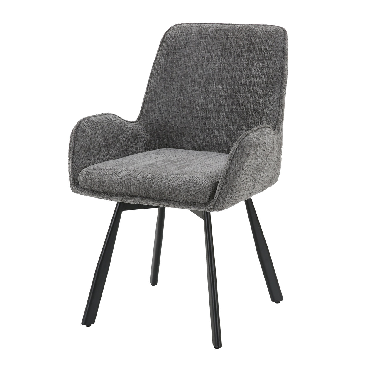 Amelia Pack of 2 Swivel Dining Chairs - Grey Chenille fabric