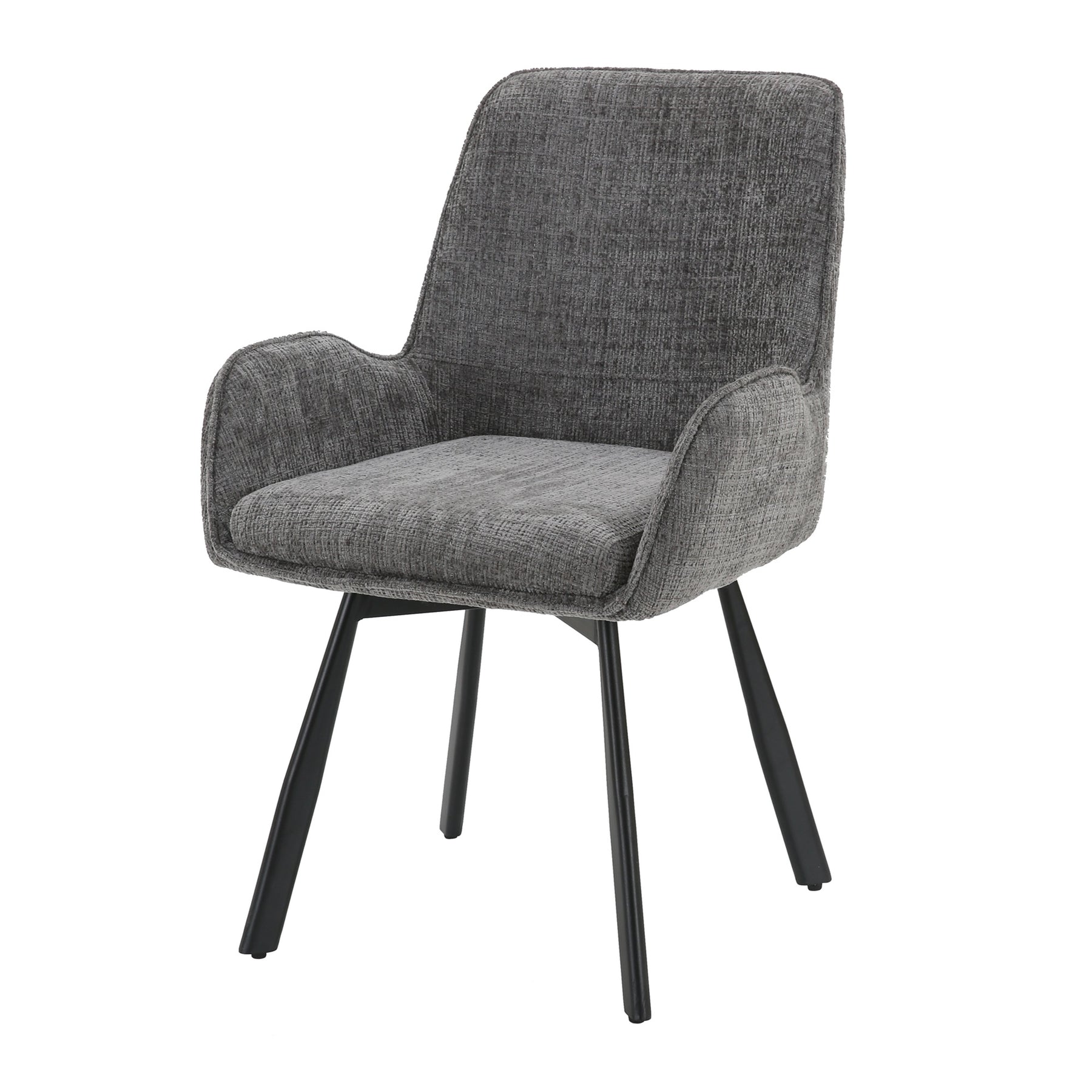 Amelia Pack of 2 Swivel Dining Chairs - Grey Chenille fabric
