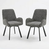 Amelia Pack of 2 Swivel Dining Chairs - Grey Chenille fabric