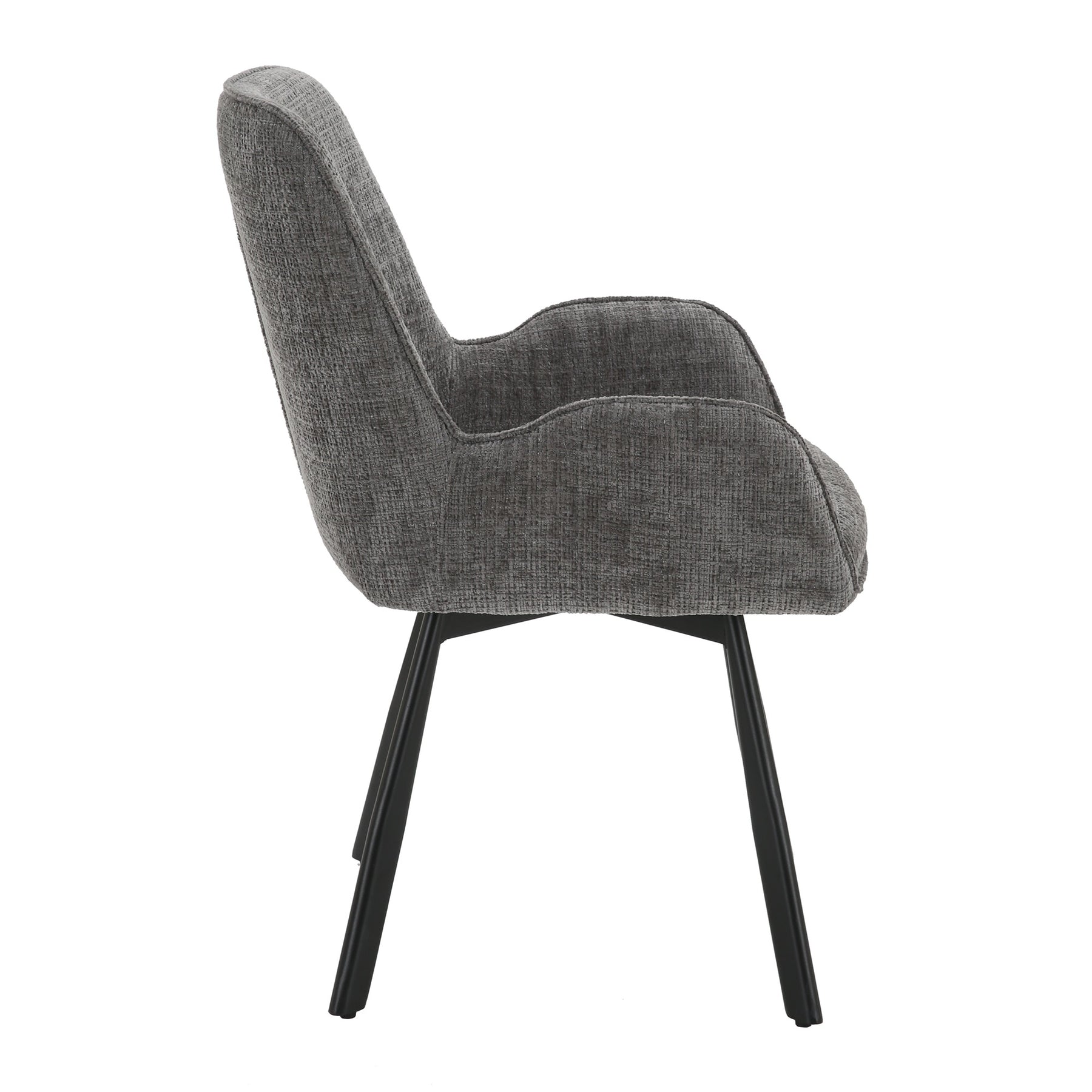 Amelia Pack of 2 Swivel Dining Chairs - Grey Chenille fabric