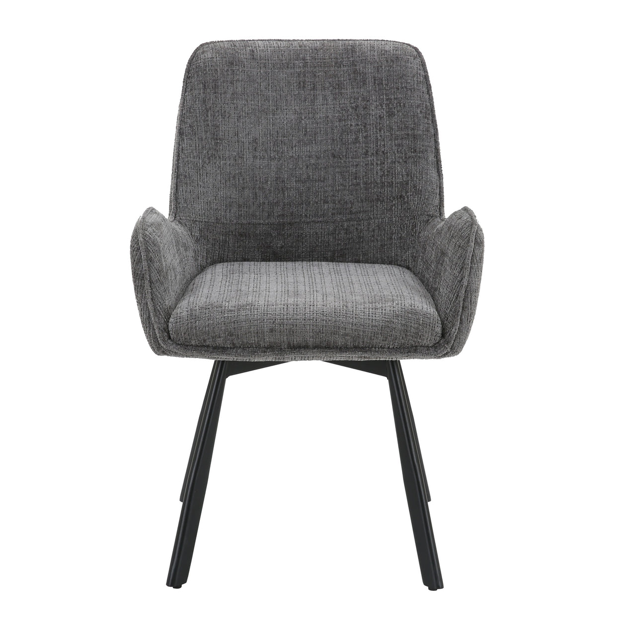 Amelia Pack of 2 Swivel Dining Chairs - Grey Chenille fabric