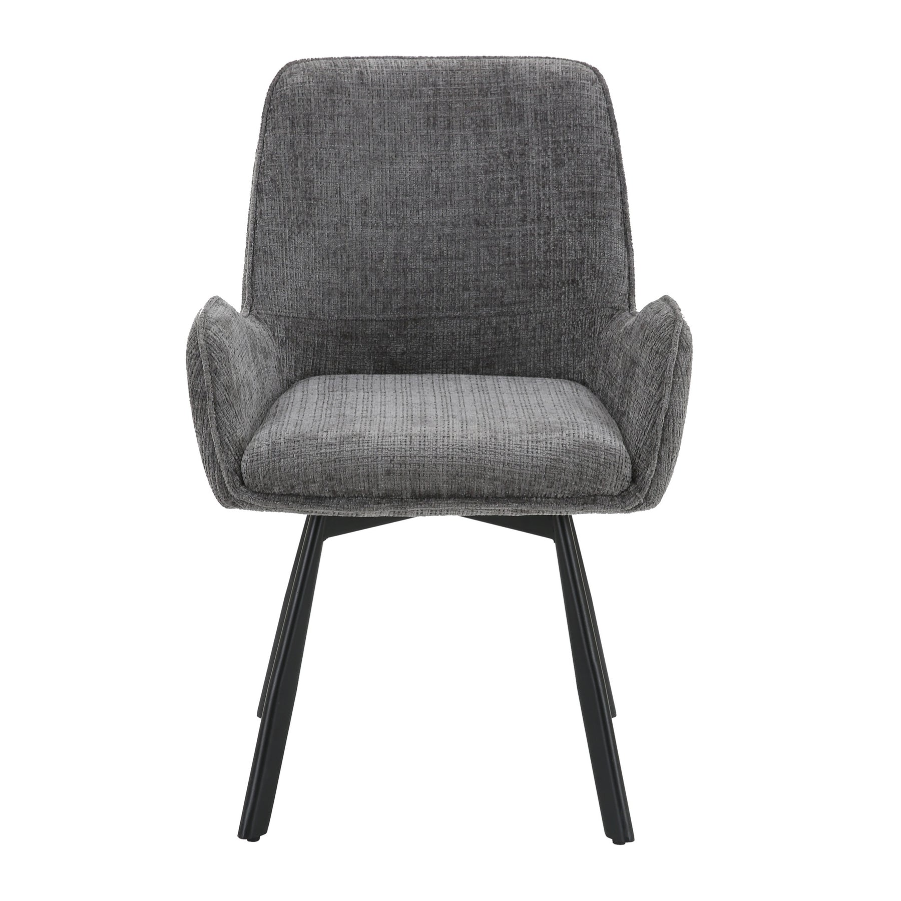 Amelia Pack of 2 Swivel Dining Chairs - Grey Chenille fabric
