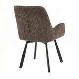 Amelia Pack of 2 Swivel Dining Chairs - Brown Chenille fabric