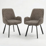 Amelia Pack of 2 Swivel Dining Chairs - Brown Chenille fabric