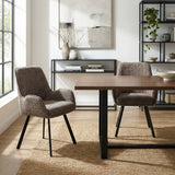 Amelia Pack of 2 Swivel Dining Chairs - Brown Chenille fabric