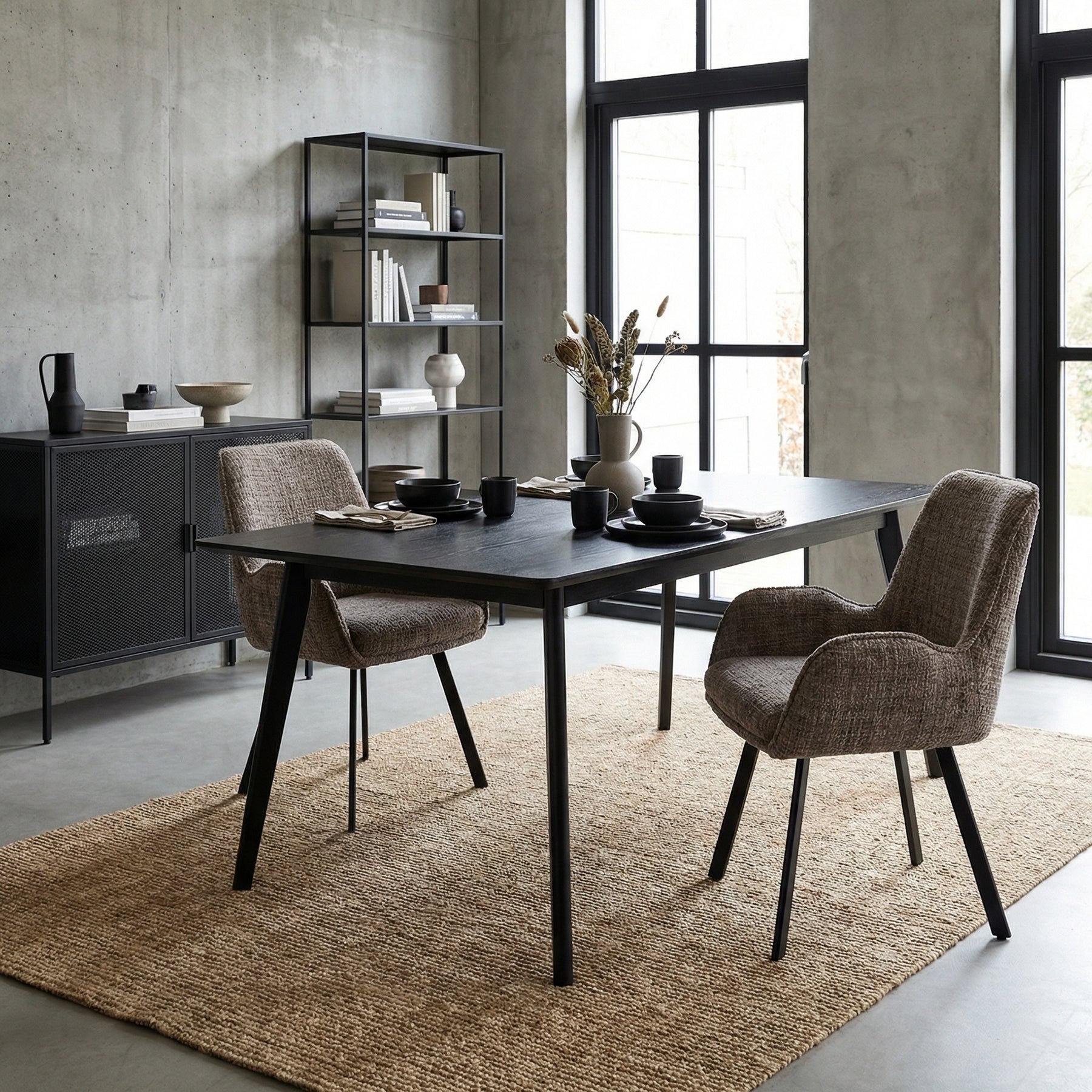 Amelia Pack of 2 Swivel Dining Chairs - Brown Chenille fabric