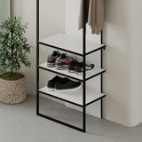 Modern Archy Hall Stand Coat Rack with Shoe Storage 180cm High White