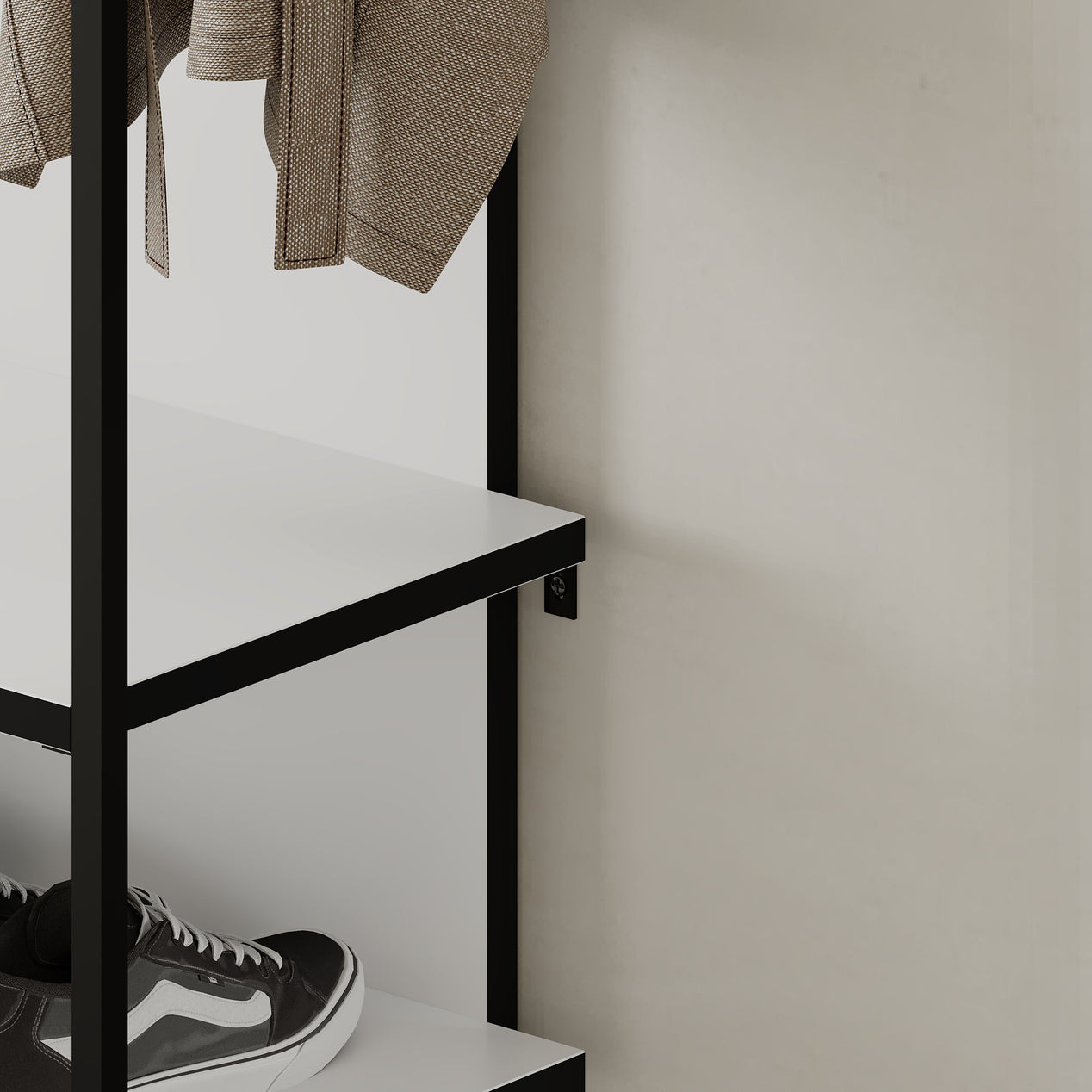 Modern Archy Hall Stand Coat Rack with Shoe Storage 180cm High White
