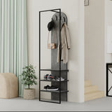 Modern Archy Hall Stand Coat Rack with Shoe Storage 180cm High Retro Grey