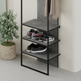 Modern Archy Hall Stand Coat Rack with Shoe Storage 180cm High Retro Grey
