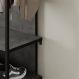 Modern Archy Hall Stand Coat Rack with Shoe Storage 180cm High Retro Grey