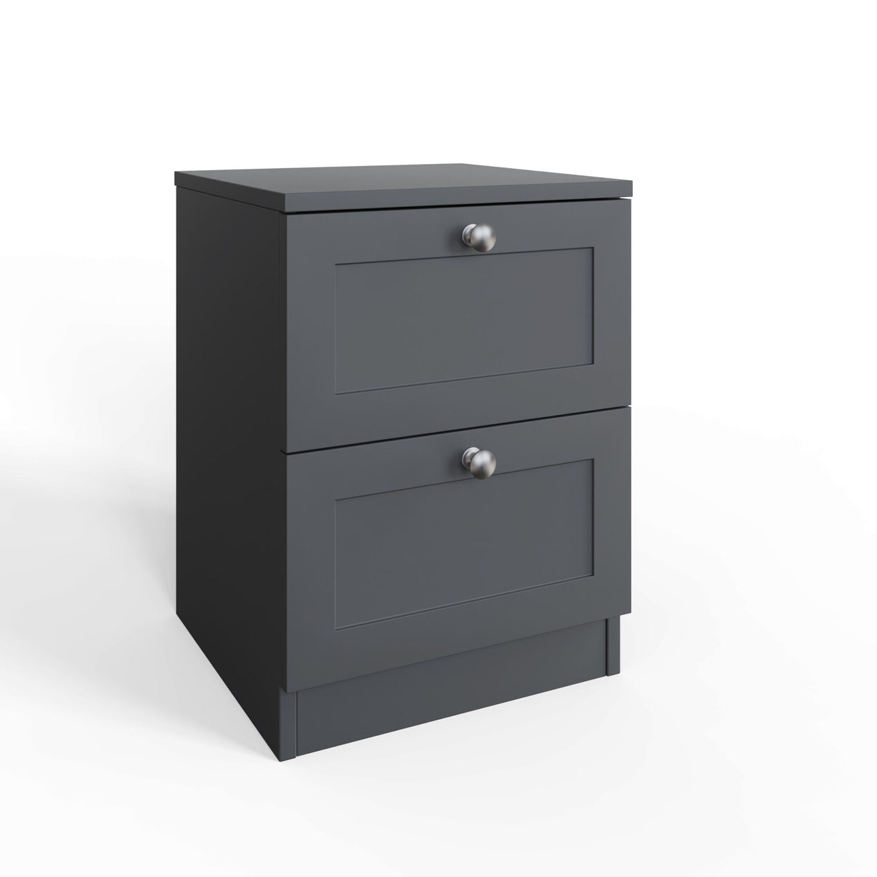 FWStyle Artus Shaker 2 Drawer Bedside Table Nightstand Matt Grey
