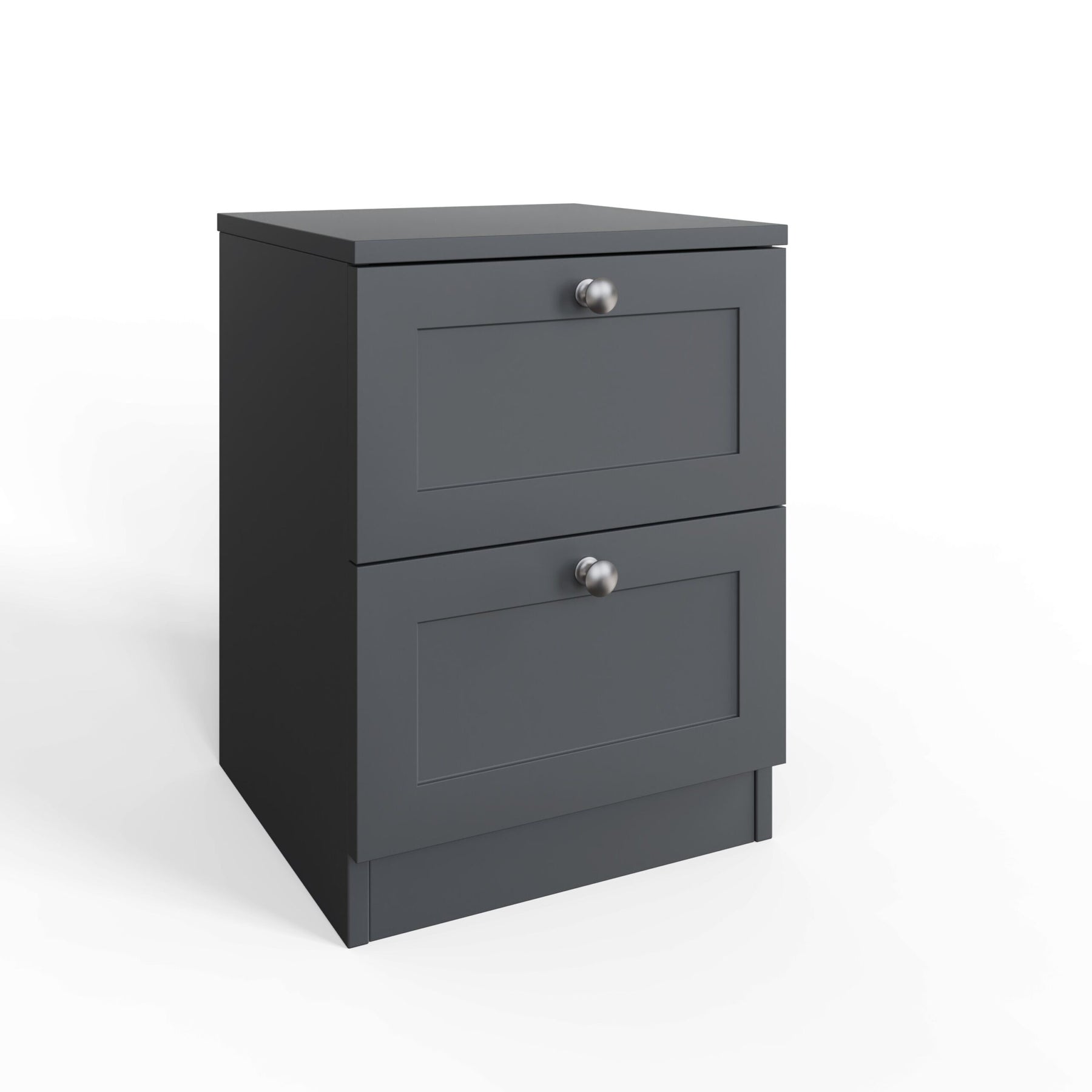 FWStyle Artus Shaker 2 Drawer Bedside Table Nightstand Matt Grey
