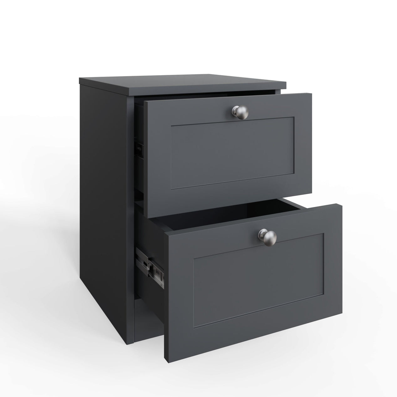 FWStyle Artus Shaker 2 Drawer Bedside Table Nightstand Matt Grey