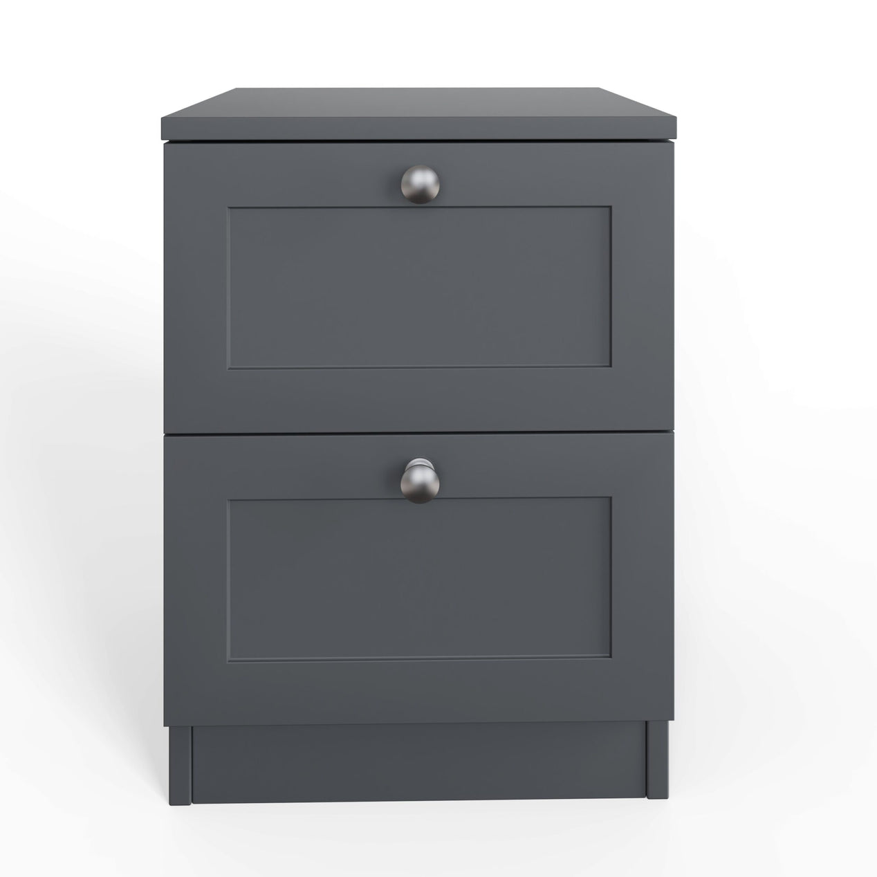 FWStyle Artus Shaker 2 Drawer Bedside Table Nightstand Matt Grey