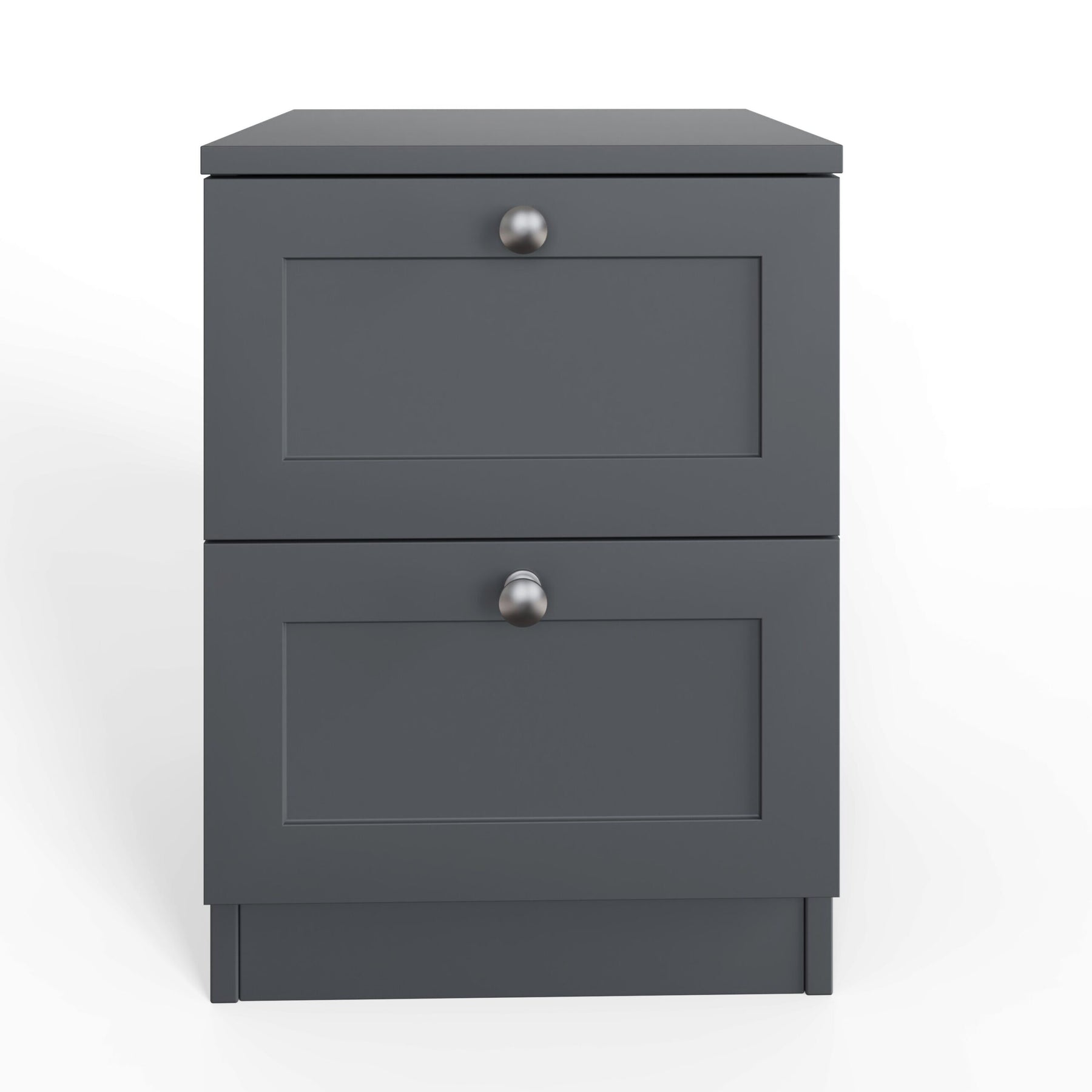 FWStyle Artus Shaker 2 Drawer Bedside Table Nightstand Matt Grey