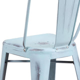 Blake 24 Industrial Style Bar Stool Chair, Pale Blue - Set of 4 - Modern Metal Counter Height