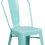 Blake 24 Industrial Style Bar Stool Chair, Mint Green - Set of 4 - Modern Metal Counter Height