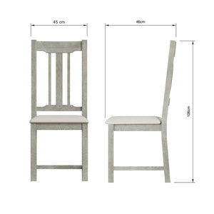 Bowood Pair of Fabric Seat Dining Chairs Solid Wood Limewash
