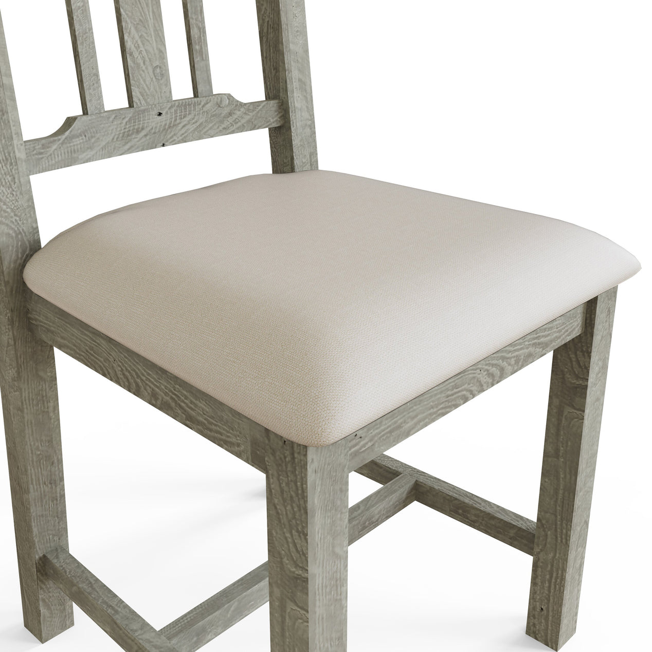 Bowood Pair of Fabric Seat Dining Chairs Solid Wood Limewash