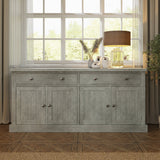 Bowood Large Straight Sideboard 4 Door Solid Wood Limewash