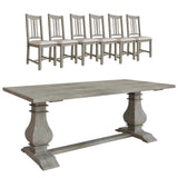 Bowood 2m Dining Table Solid Reclaimed Limewashed Pine + 6 Chairs