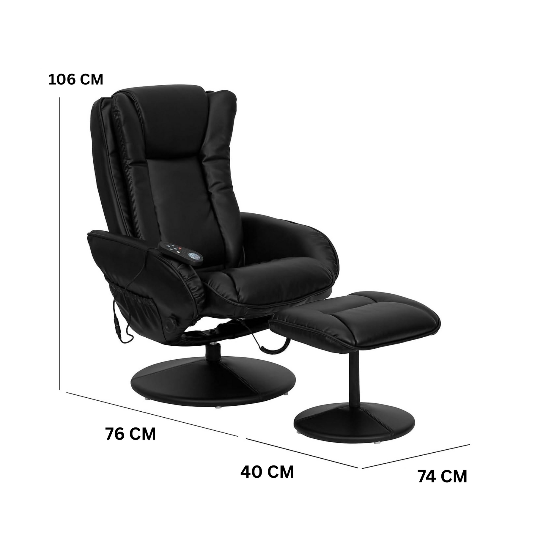 Black Leathersoft Massage Reclining Armchair and Footstool