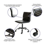 Black Faux Leather Low Back Designer Office Chair