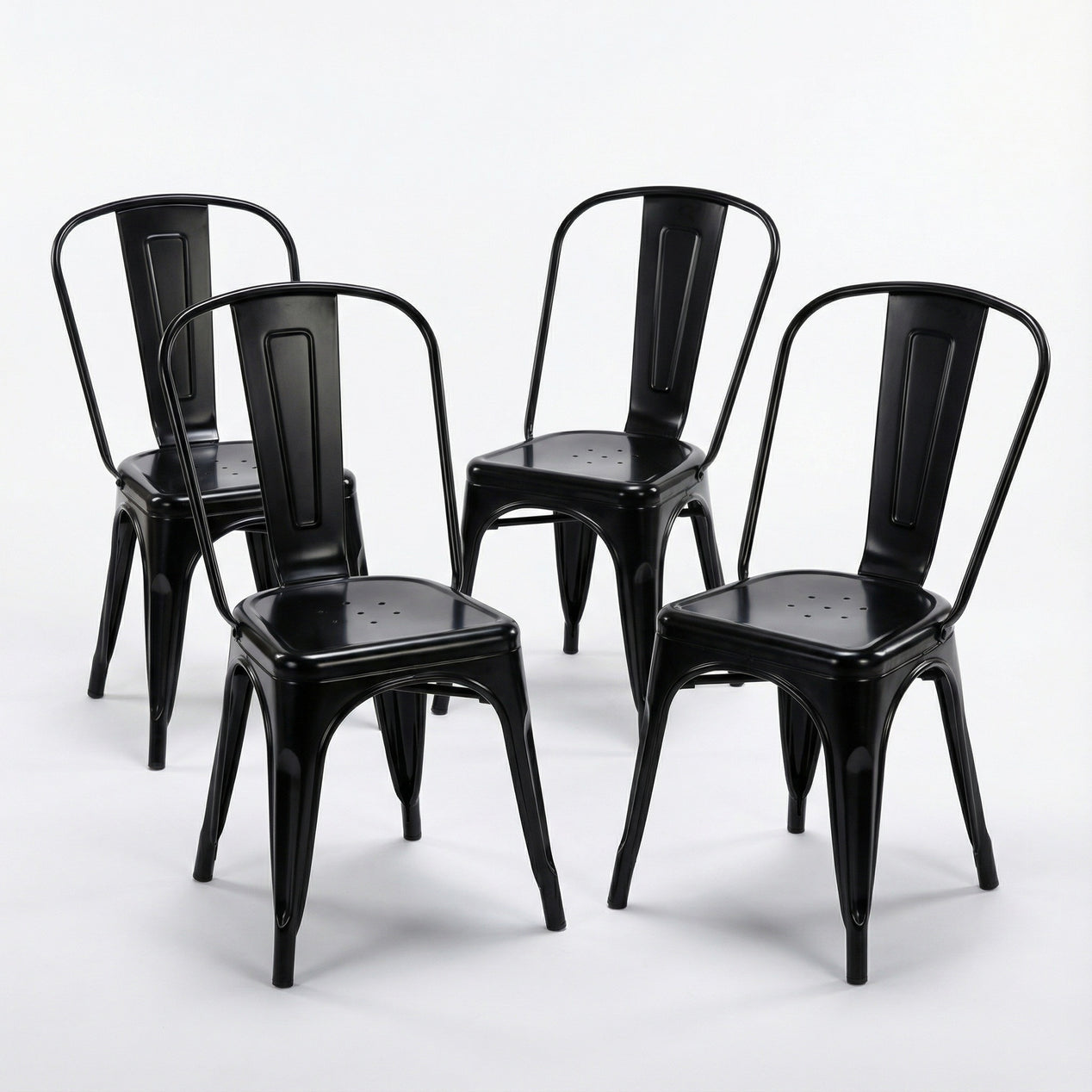 Bistro Pack Of 4 Black Metal Chairs