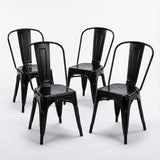 Bistro Pack Of 4 Black Metal Chairs