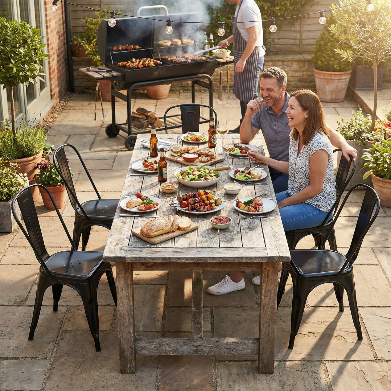 Bistro Pack Of 4 Black Metal Chairs
