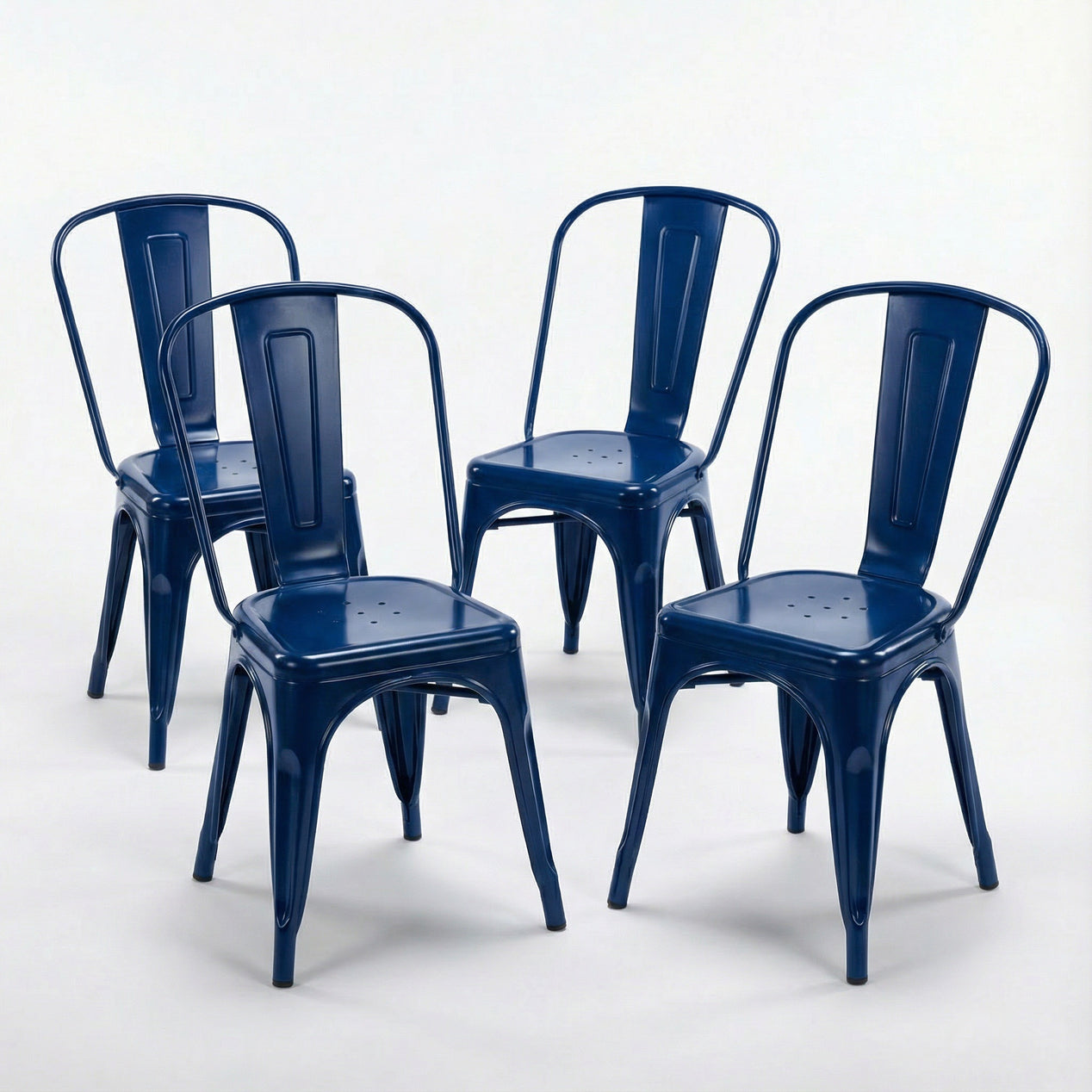 Bistro Pack Of 4 Blue Metal Chairs