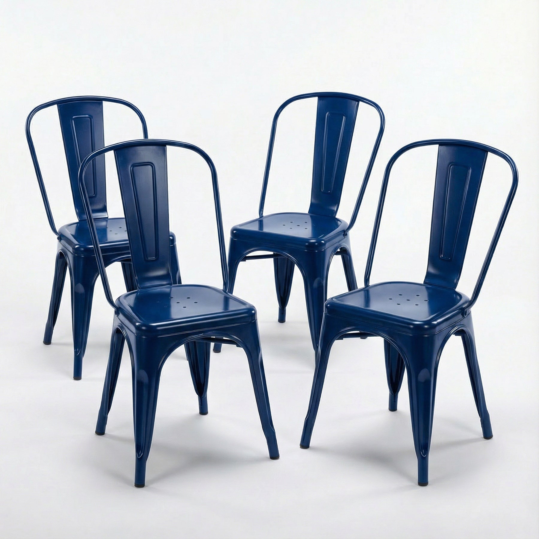 Bistro Pack Of 4 Blue Metal Chairs