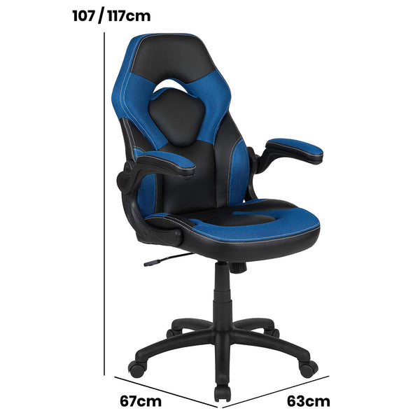 X10 Black & Blue Faux Leather Racer Style Gaming Office Chair