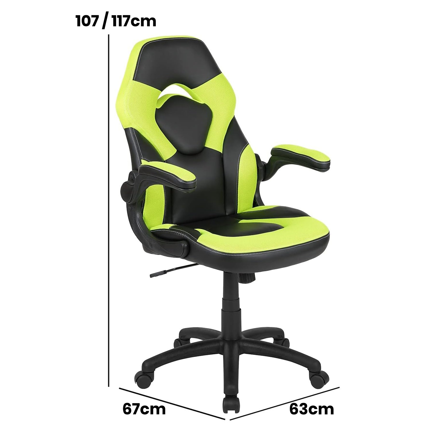 X10 Black & Green Faux Leather Racer Style Gaming Office Chair
