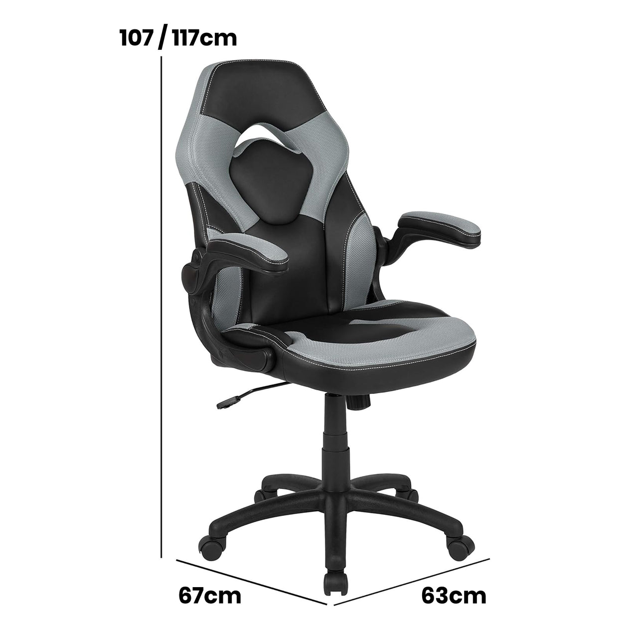 X10 Black & Grey Faux Leather Racer Style Gaming Office Chair