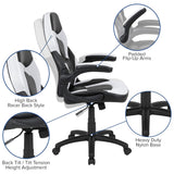 X10 Black & White Faux Leather Racer Style Gaming Office Chair