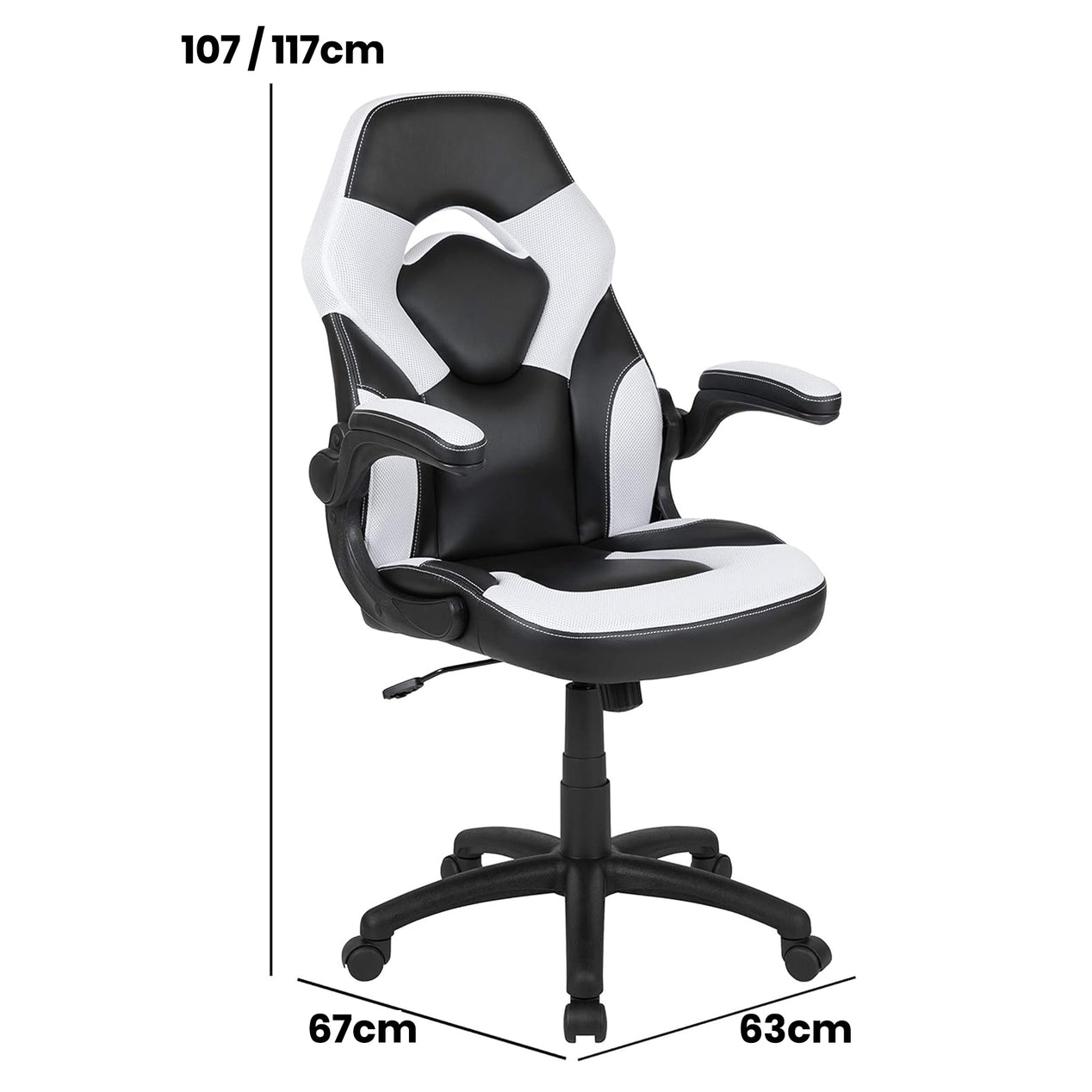 X10 Black & White Faux Leather Racer Style Gaming Office Chair