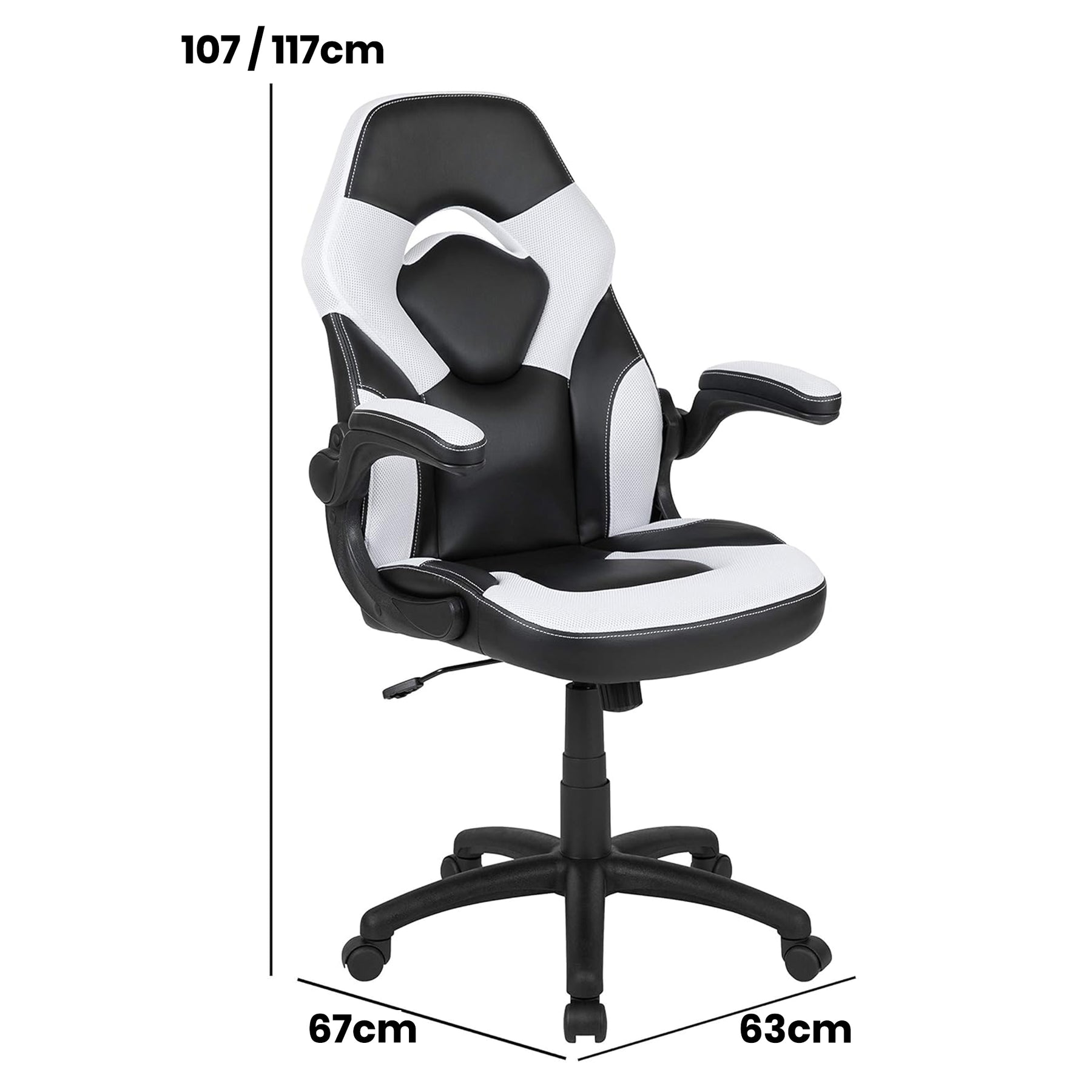 X10 Black & White Faux Leather Racer Style Gaming Office Chair