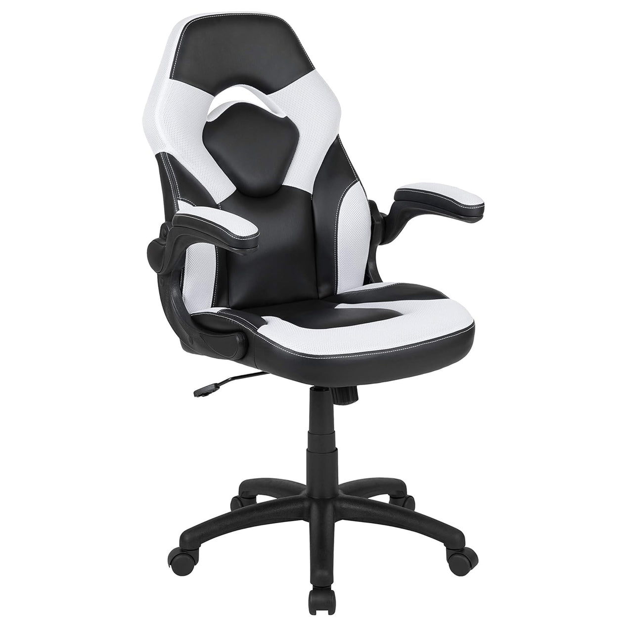 X10 Black & White Faux Leather Racer Style Gaming Office Chair