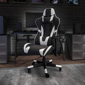 X20 Black & White Faux Leather Racer Style Gaming Office Chair