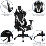 X20 Black & White Faux Leather Racer Style Gaming Office Chair