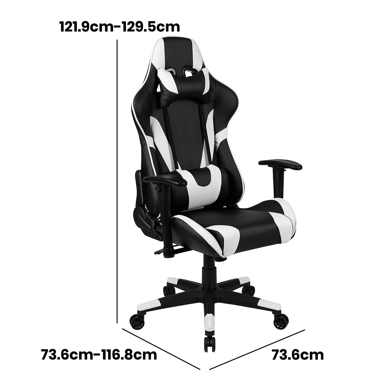 X20 Black & White Faux Leather Racer Style Gaming Office Chair