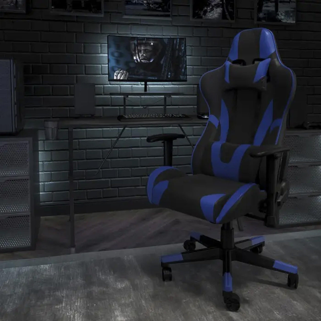 X20 Black & Blue Faux Leather Racer Style Gaming Office Chair