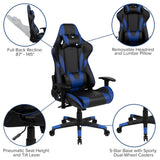X20 Black & Blue Faux Leather Racer Style Gaming Office Chair