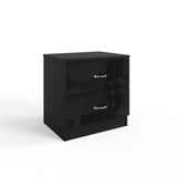 FWStyle Chilton 2 Drawer Bedside Cabinet - Black Gloss Front