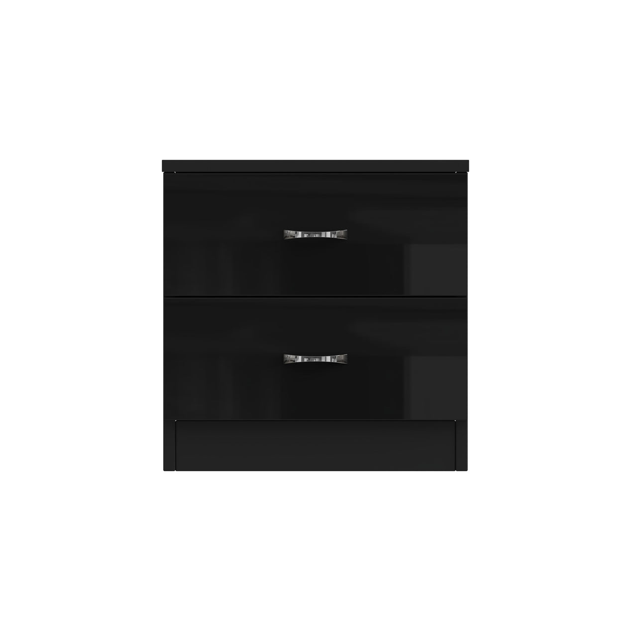 FWStyle Chilton 2 Drawer Bedside Cabinet - Black Gloss Front