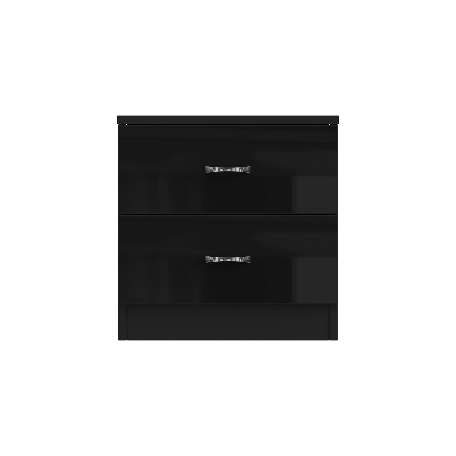 FWStyle Chilton 2 Drawer Bedside Cabinet - Black Gloss Front